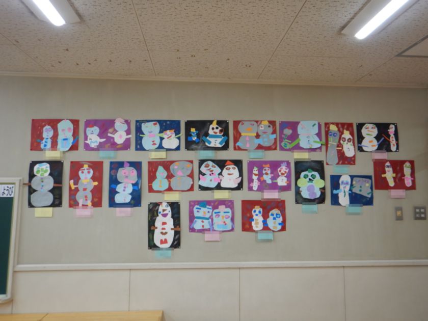 クラスの壁面雪だるま